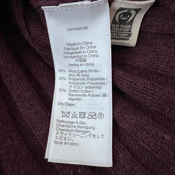 Madewell Women's Rib Mock Neck Turtleneck Wool Sweater Maroon Size XS - Picture 5 of 6